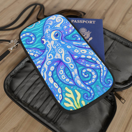 Passport Wallet – Perfect for Travelers & Adventurers / Octopus Kraken Joe, Blue