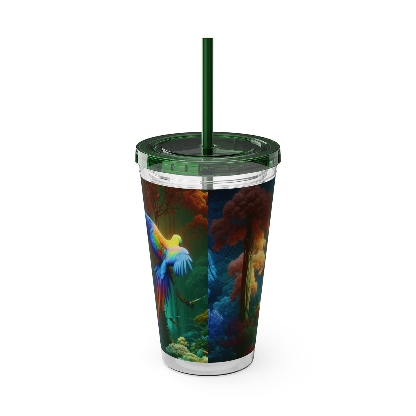Tropical Tumbler with Straw | 16oz Colorful Travel Cup / Flight School