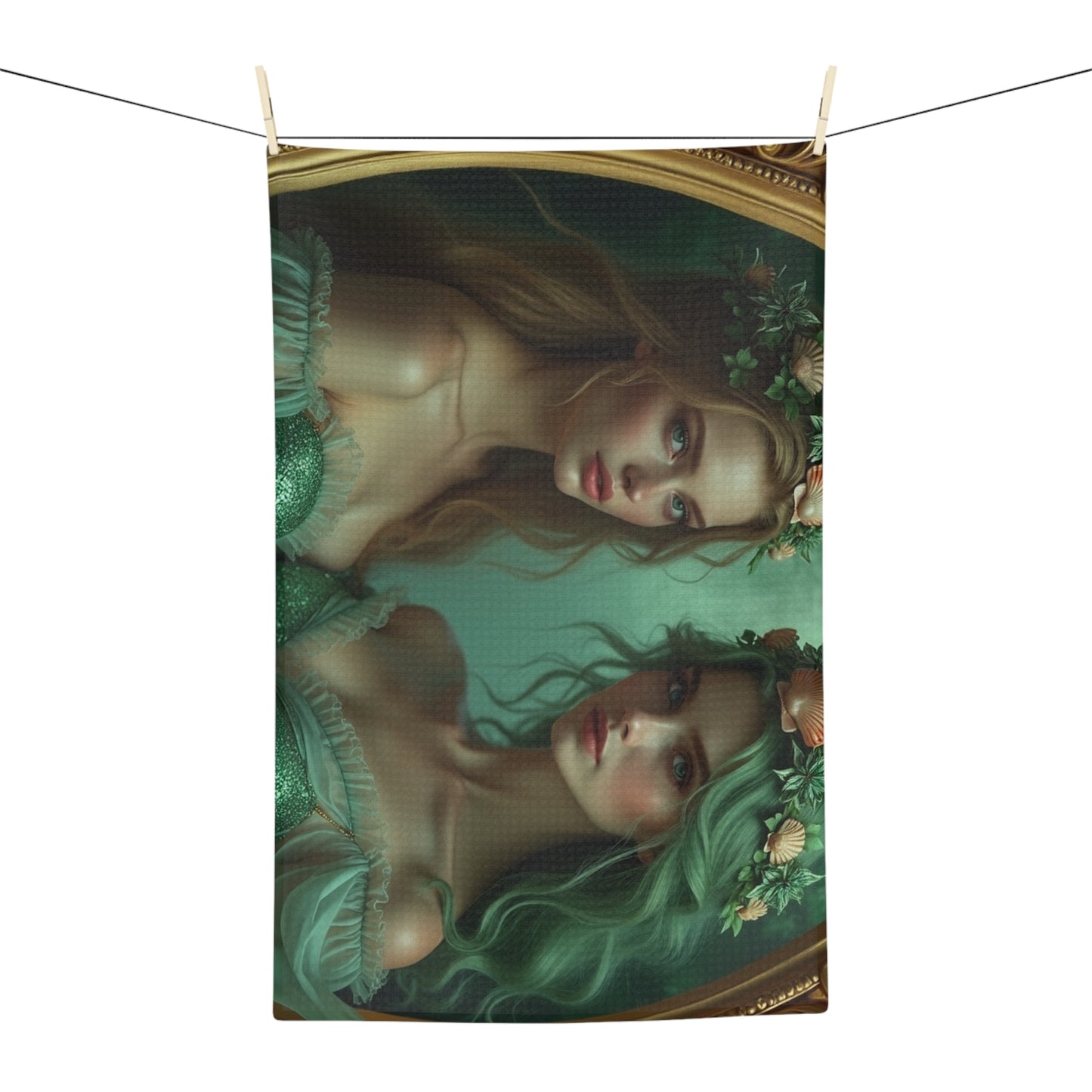 Microfiber Coffee/Tea Towel — Framed Mermaid Sisters