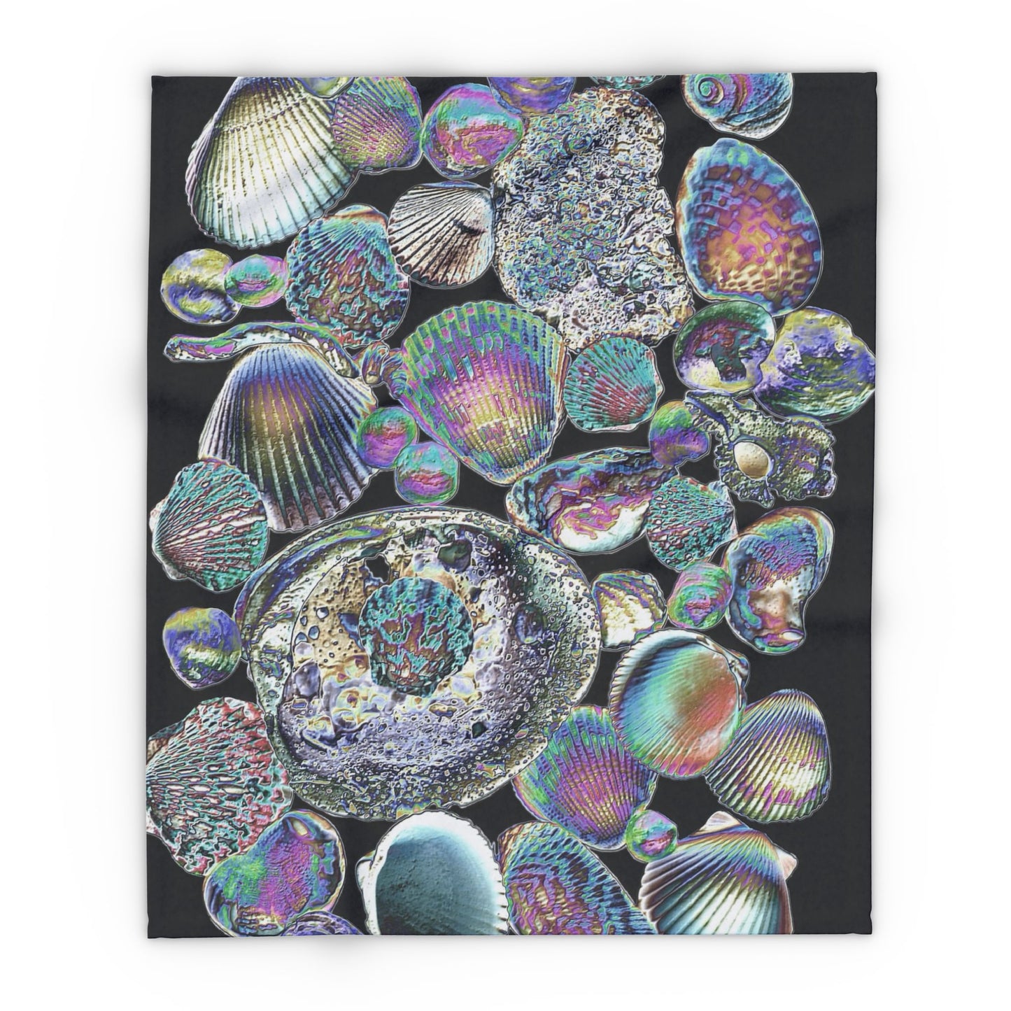 Heatwave Shell Collection in Black Fleece Blanket - Colorful Tropical Design