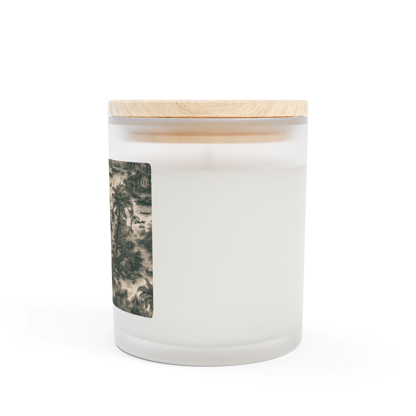 Frosted Glass Candle, 11oz - Tropical Toile #1, Black