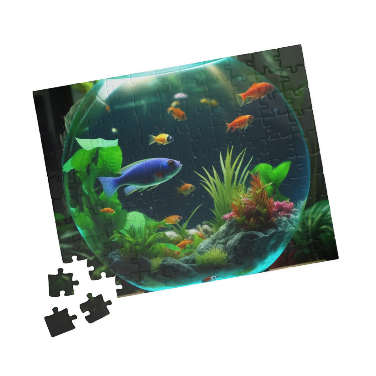 Fish Bowl #1 Tropical Puzzle, 4 Sizes - Relaxing Jigsaw for Island Vibes