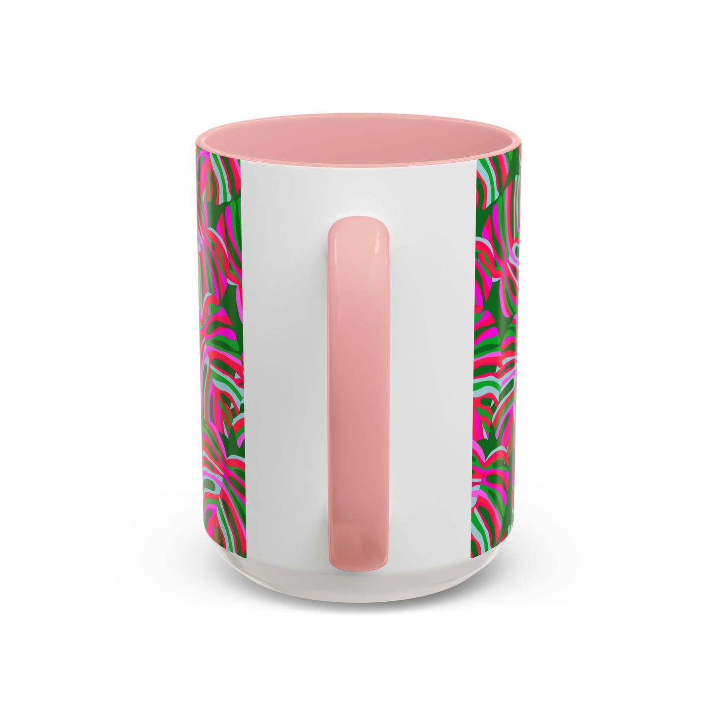 Accent Coffee Mug (11, 15oz), Monstera Pink Pop / Various Colors