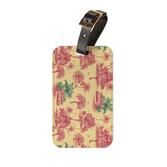 Luggage Tag - Tropical Toile Red/Green