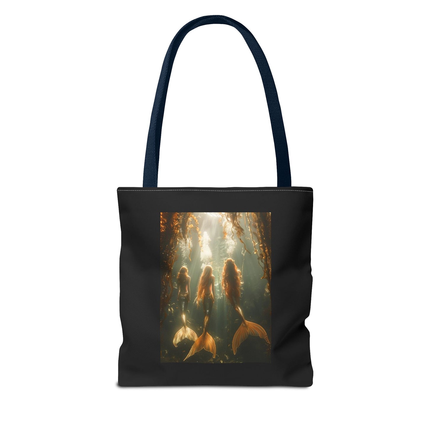 Three Mermaid Sisters, Black Tote Bag - 3 Sizes