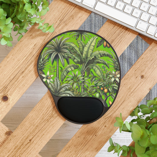 Tropical Fruit/Green Mouse Pad with Wrist Rest – Ergonomic Design for Comfort and Style