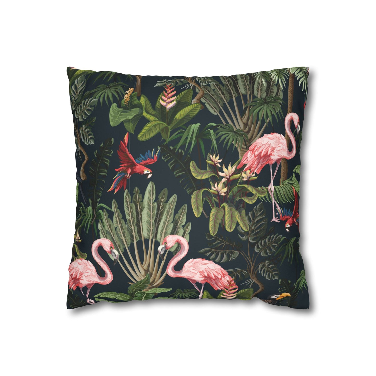 Faux Suede Square Pillowcase - Midnight Rainforest Party