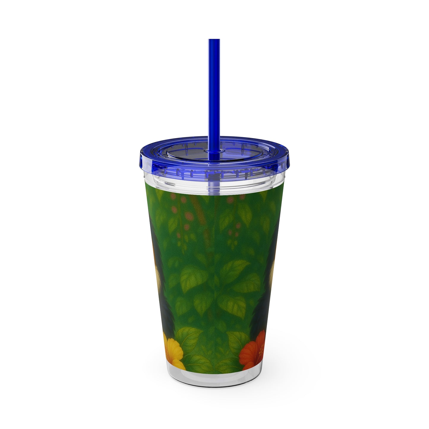 Tropical Tumbler with Straw | 16oz Colorful Travel Cup / Baby Toucans