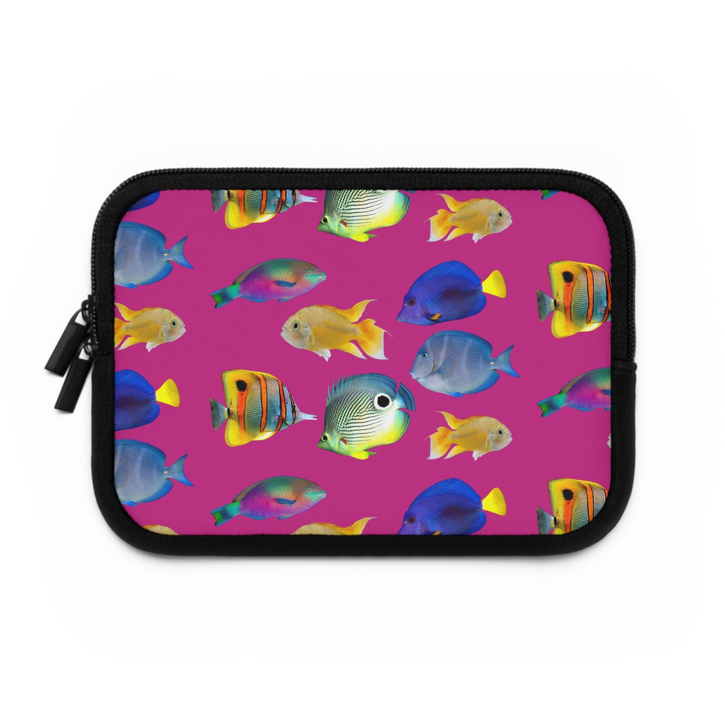 Tropical Laptop Sleeve, 5 Sizes - Perfect for Beach Lovers & Students / School of Fish, Pink