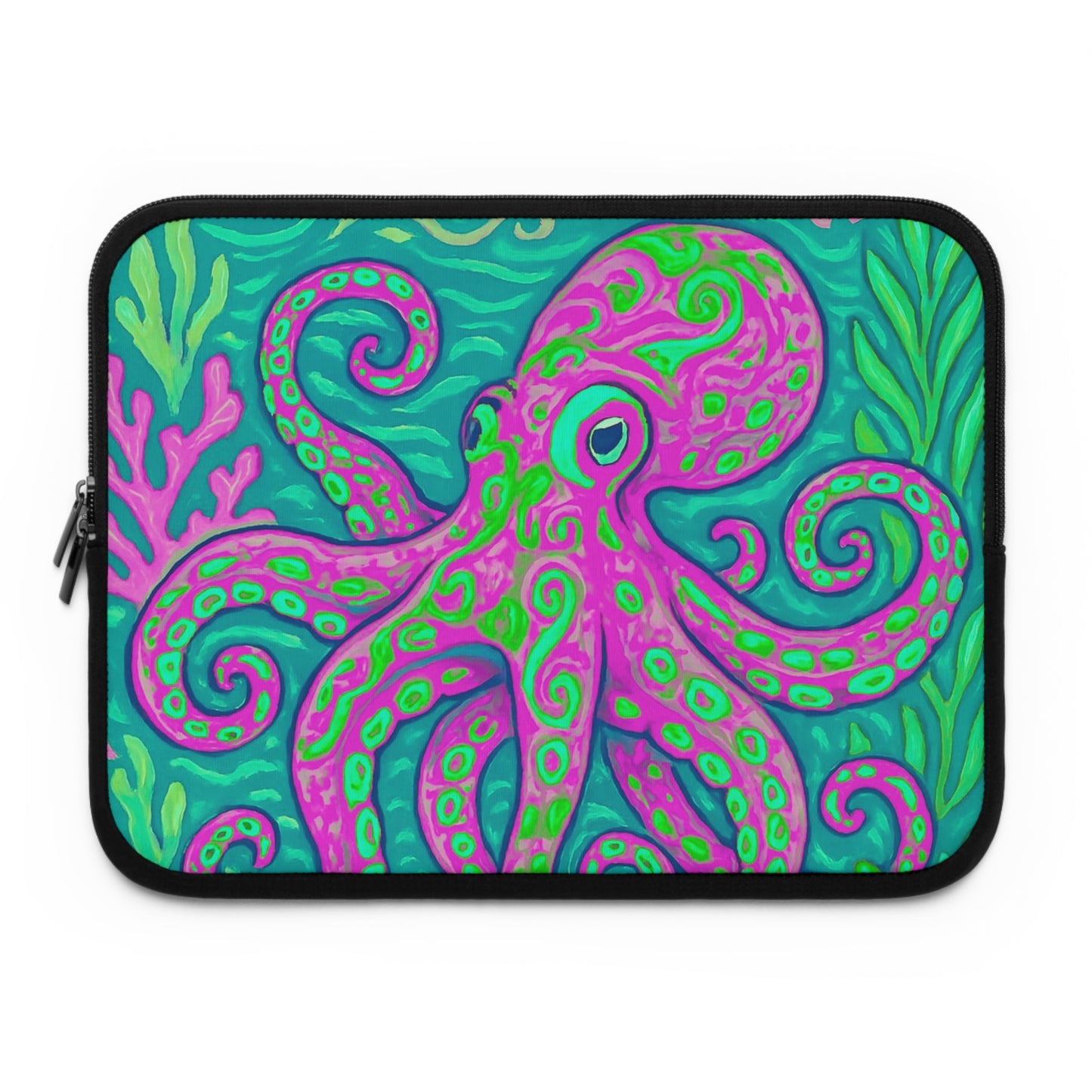 Tropical Laptop Sleeve, 5 Sizes - Perfect for Beach Lovers & Students / Octopus Kraken Joe, Purple