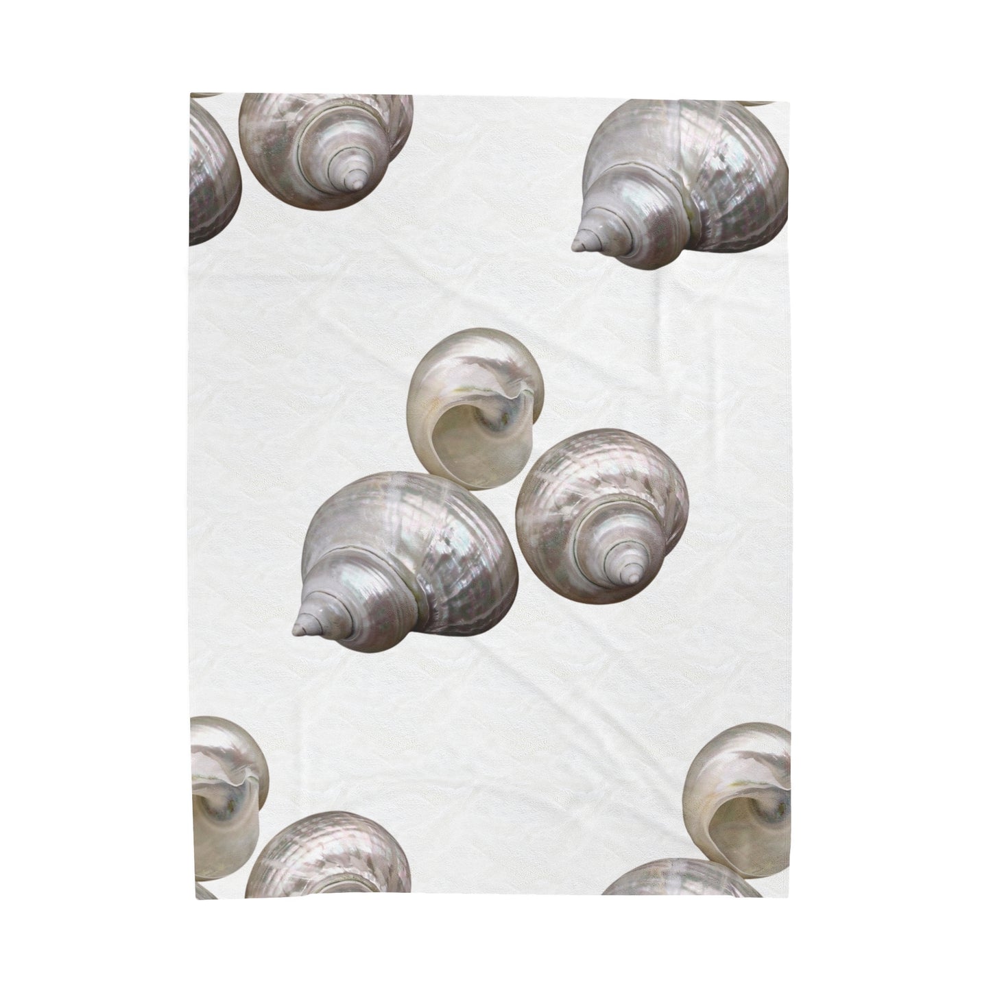 Tropical MACRO White Nautilus Trio/White Velveteen Plush Blanket - Cozy Home Decor for Coastal Lovers