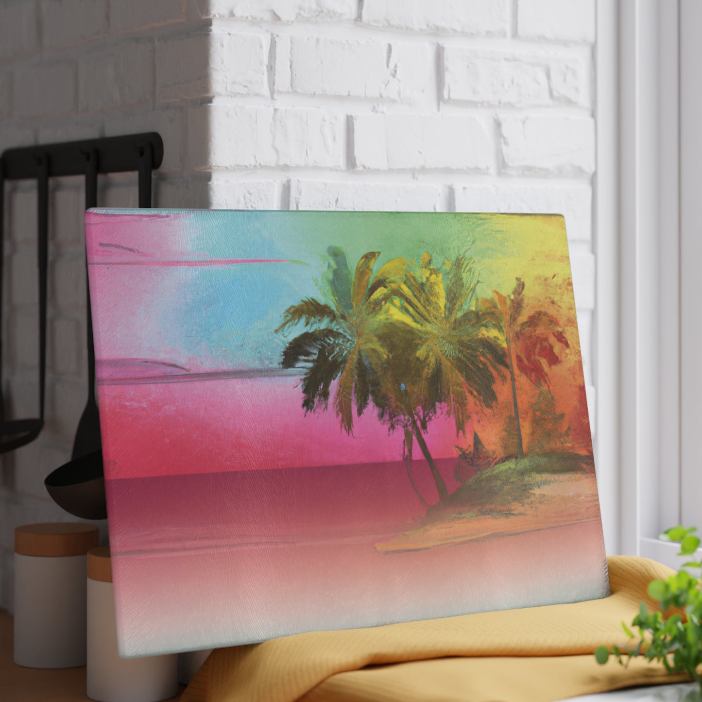 Glass Cutting Board, 2 sizes - Ombre Beach