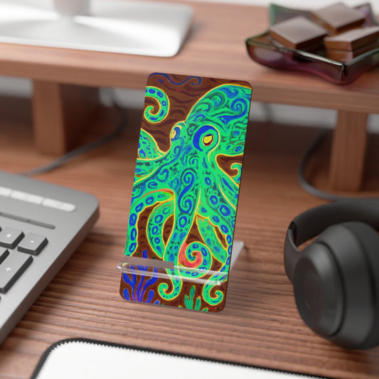 Stylish Smartphone Display Stand with Octopus Artwork - Kraken Joe/Gamma