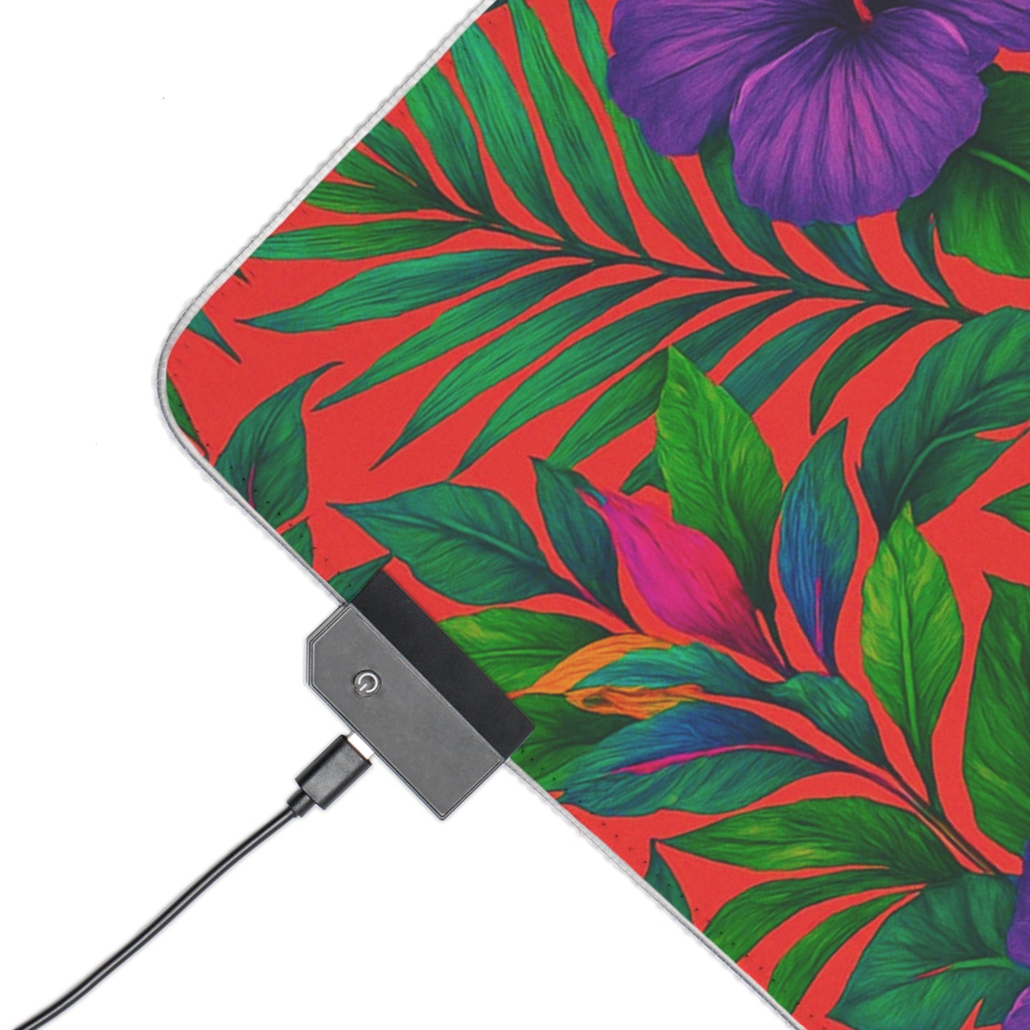 LED Gaming Mouse Pad With Vibrant RGB Lighting, 4 Sizes / Midnight Flower Coral