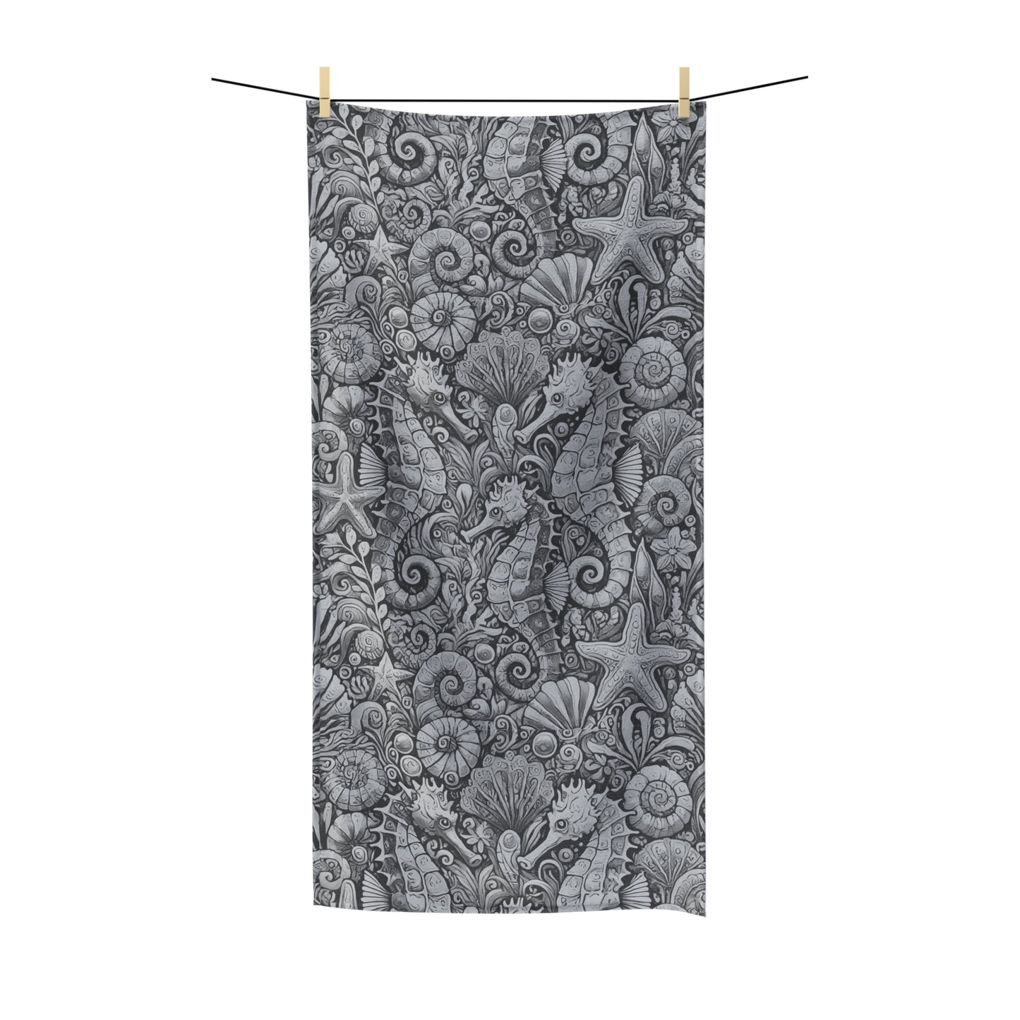 Seahorse Trio/Noir Polycotton Towel