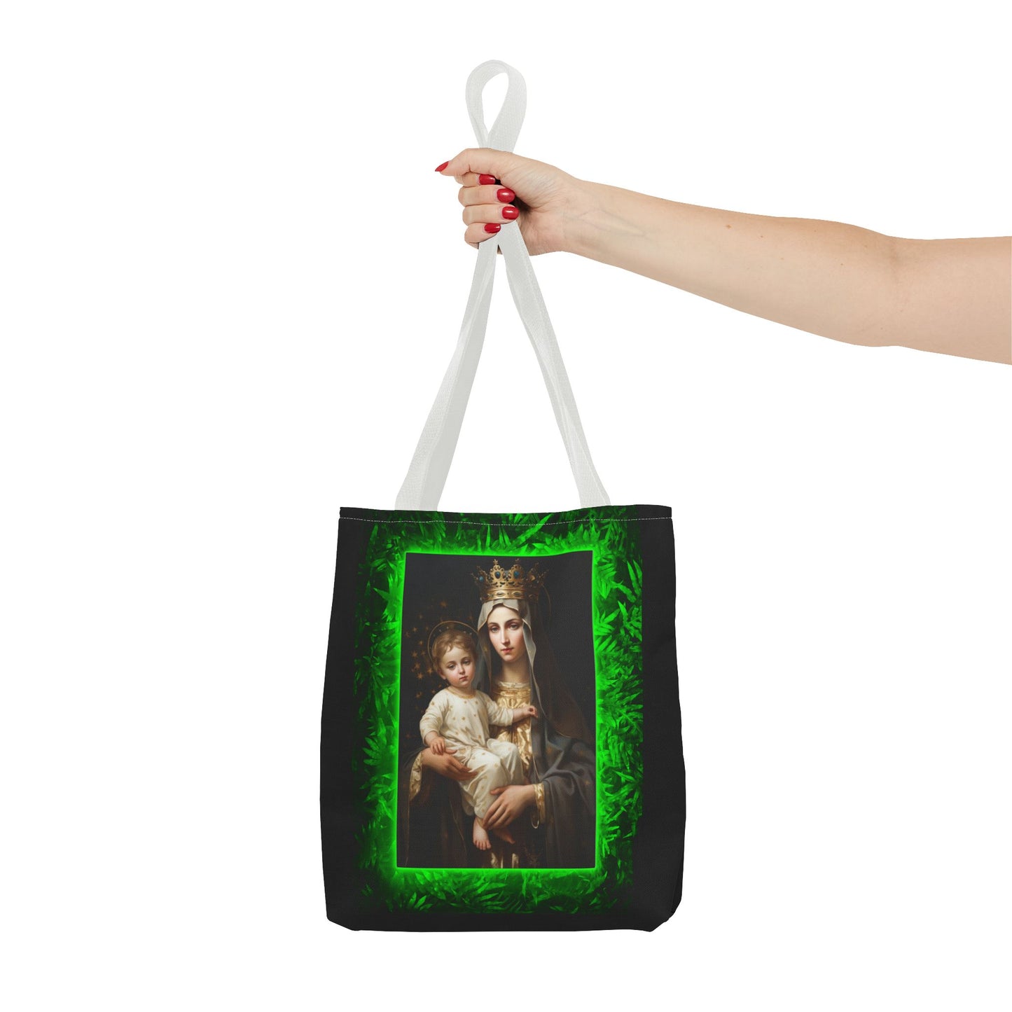 Religious Our Lady of Mt. Carmel Tropical Glow Tote Bag - 3 Sizes