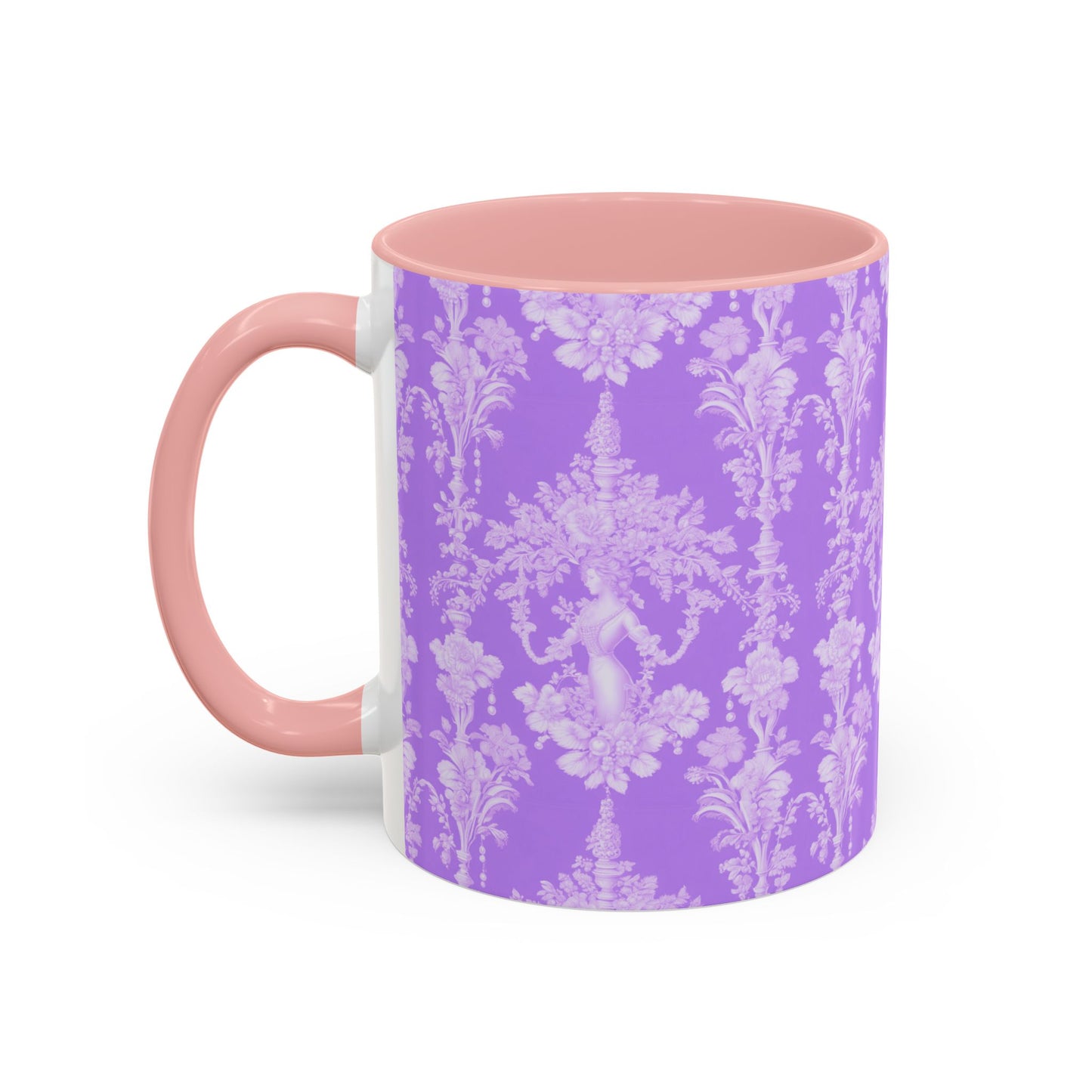 Accent Coffee Mug (11, 15oz), Pearl Lady Toile/Lavender Repeat, Various Colors