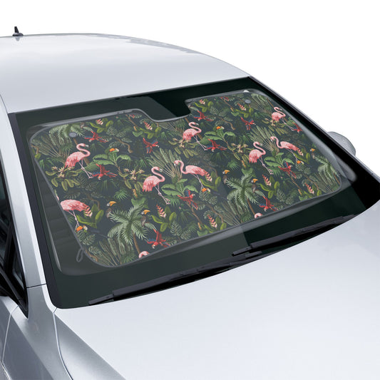 Tropical Flamingo Car Sun Shades / Midnight Rainforest Party