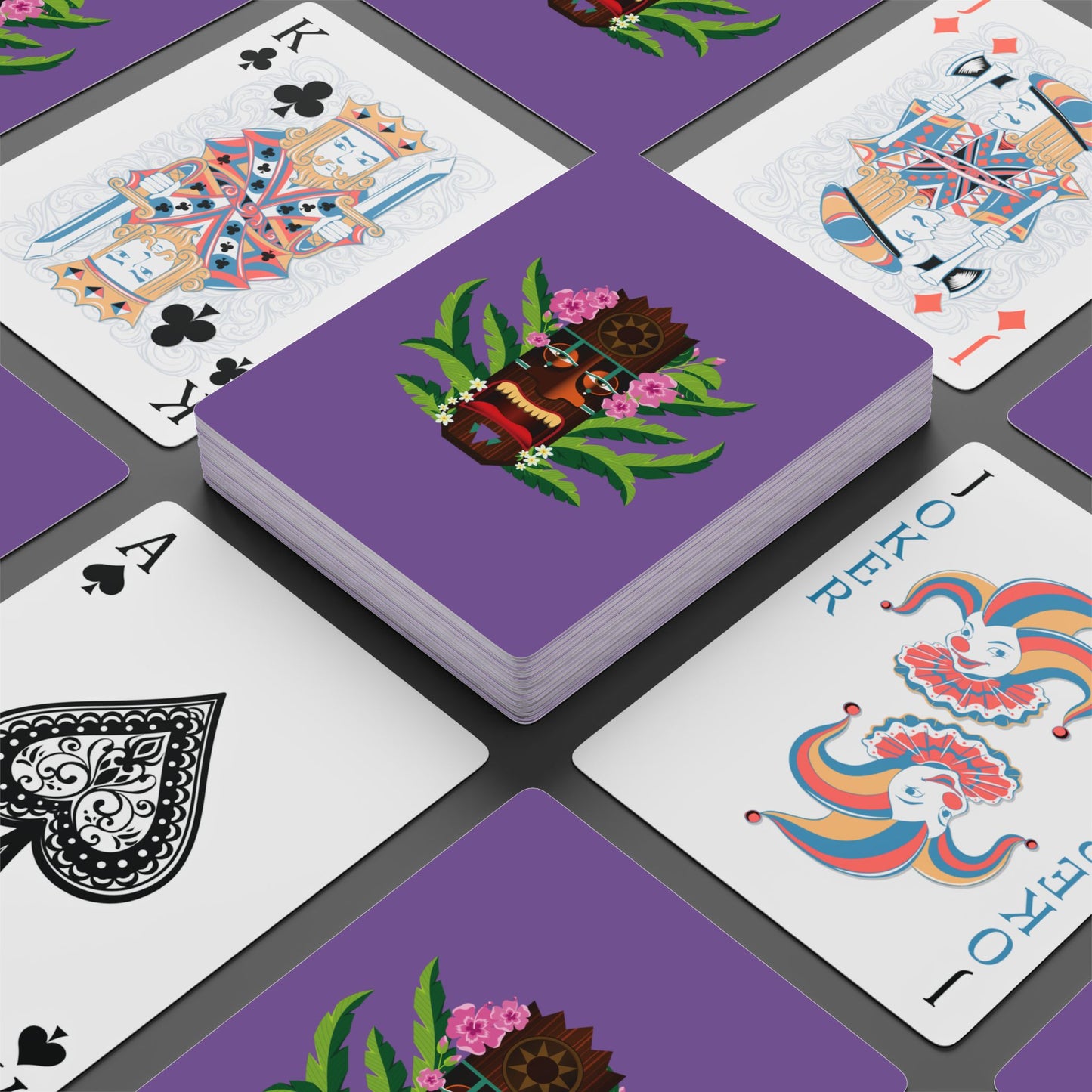 Poker-Sized Playing Cards - Tiki Boss Nani, lt. purple