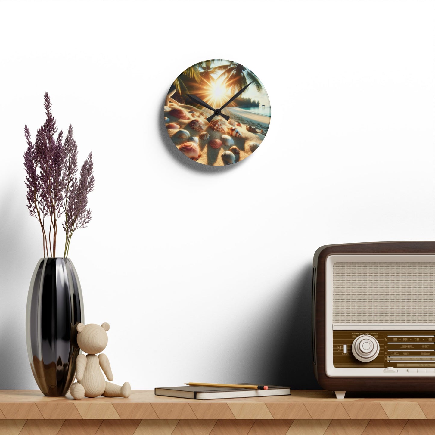 Acrylic Wall Clock, Sunrise on Shell Beach, 4 Variants