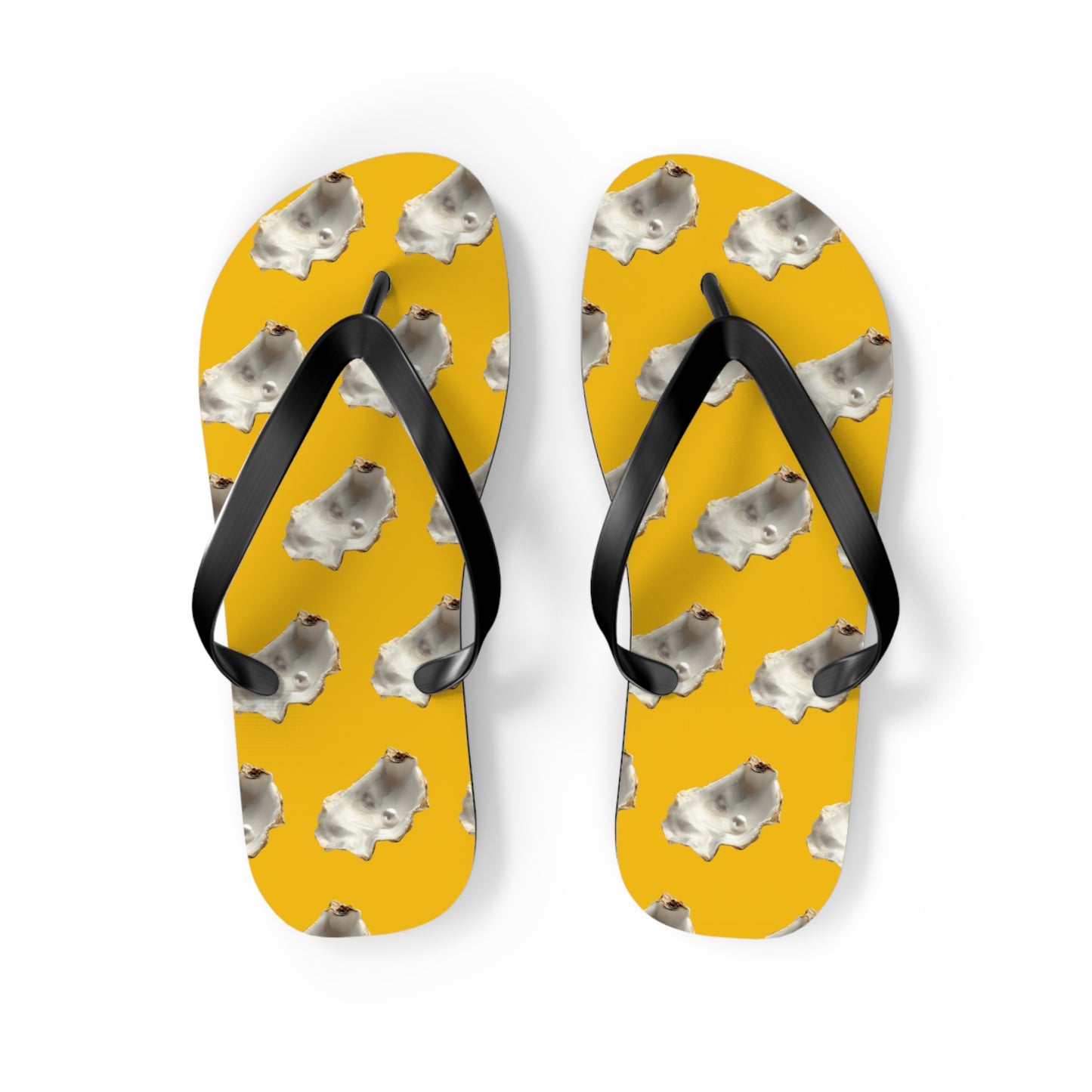 Flip Flops - White Pearl Oyster, yellow