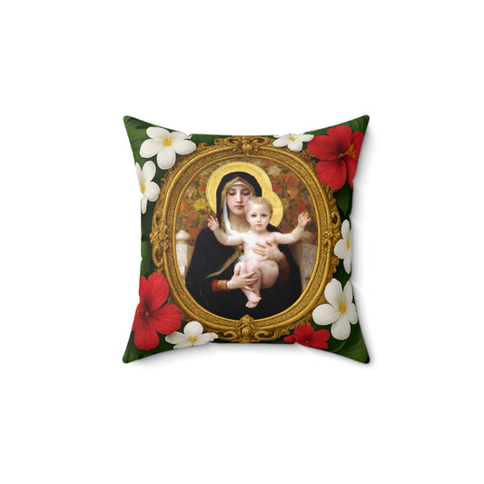 Religious Decorative Pillow - Accent Cushion, 4 Sizes / Virgin of the Lilies