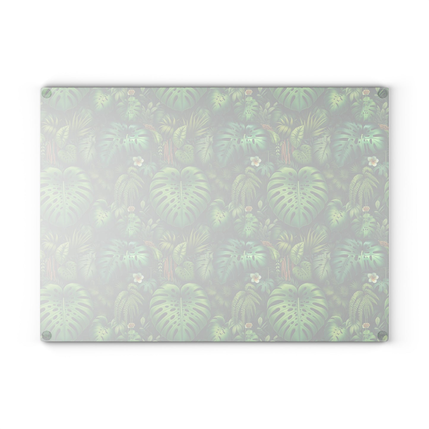 Glass Cutting Board, 2 sizes - Rainforest Greenery