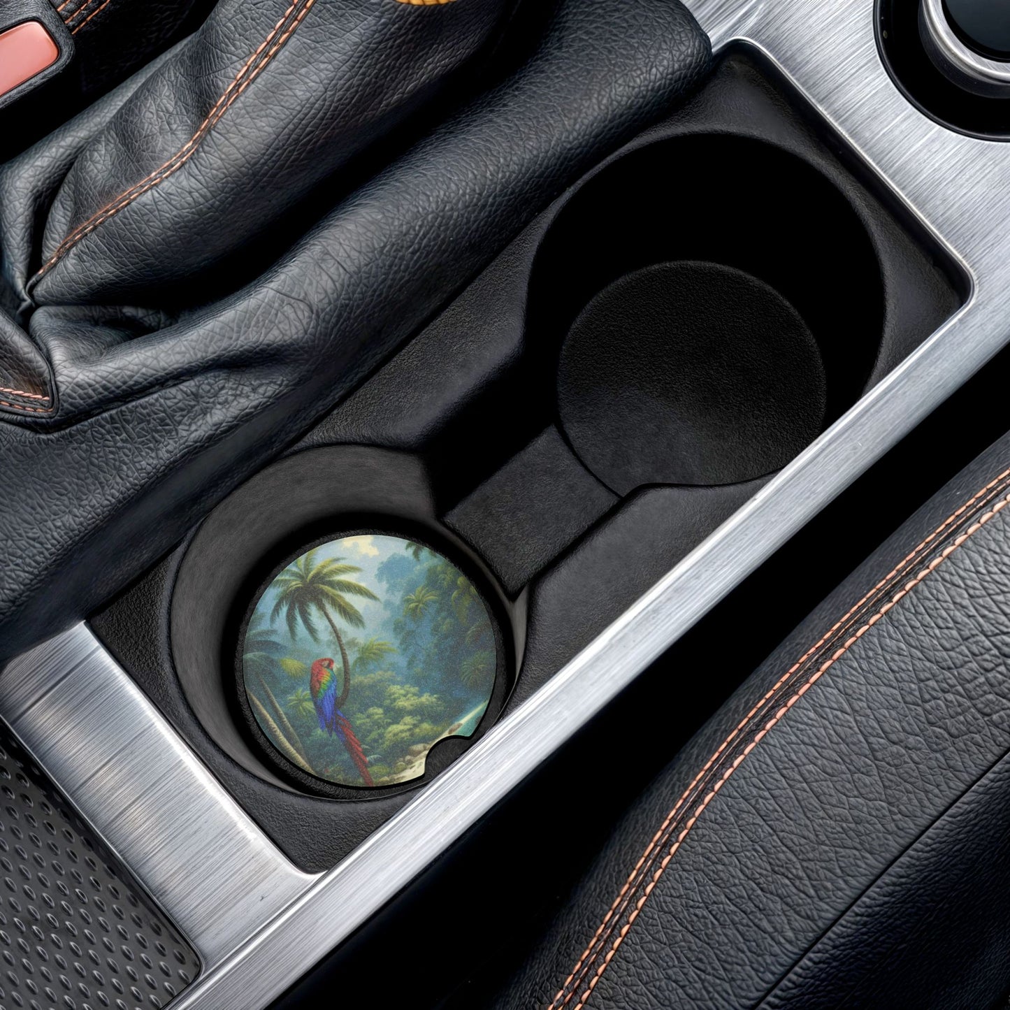 Soapstone Car Coaster - Sleeping Beauty Parrot