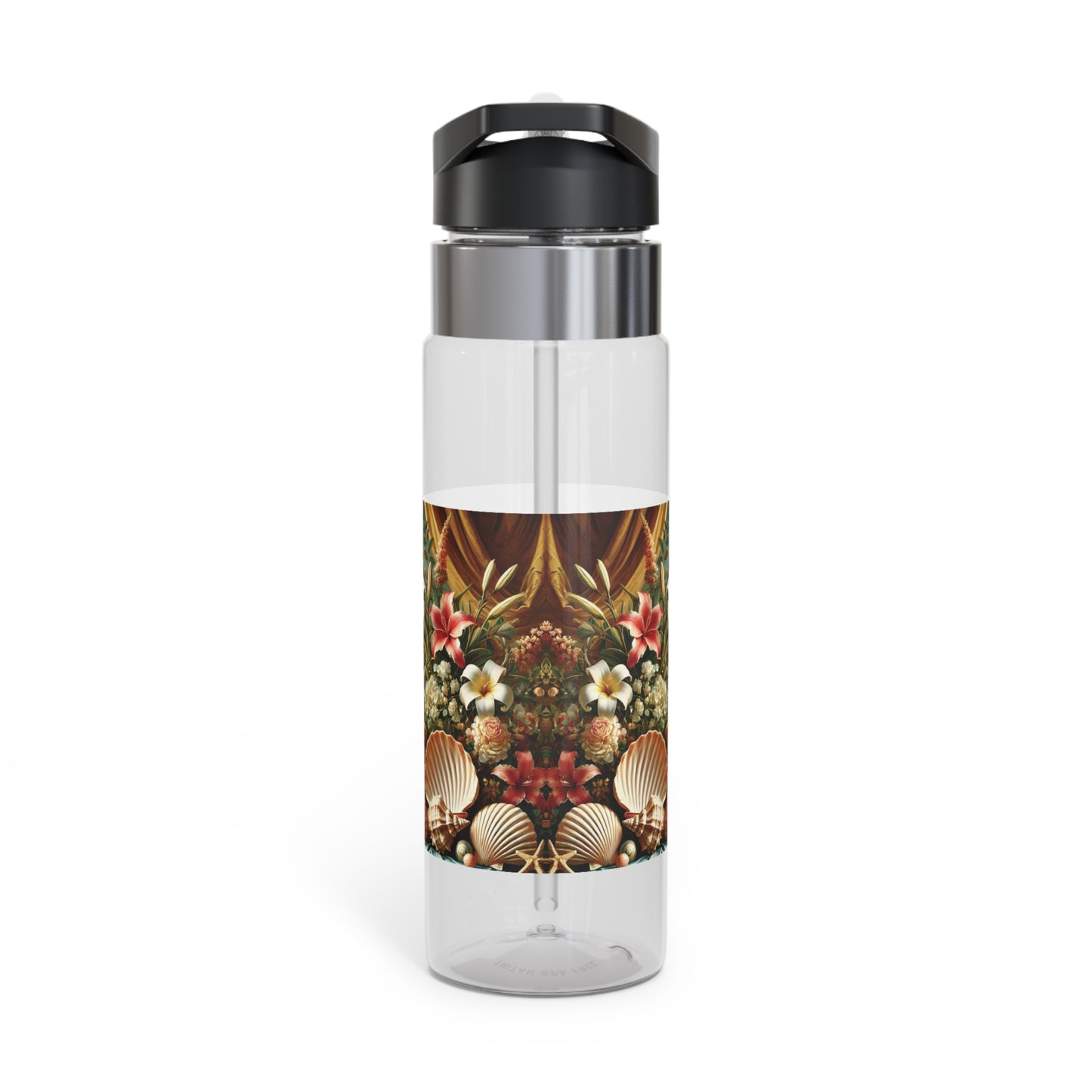 Tropical 20oz Tritan Sport Water Bottle -  Leakproof, Lightweight, BPA-Free / Shells and Flowers