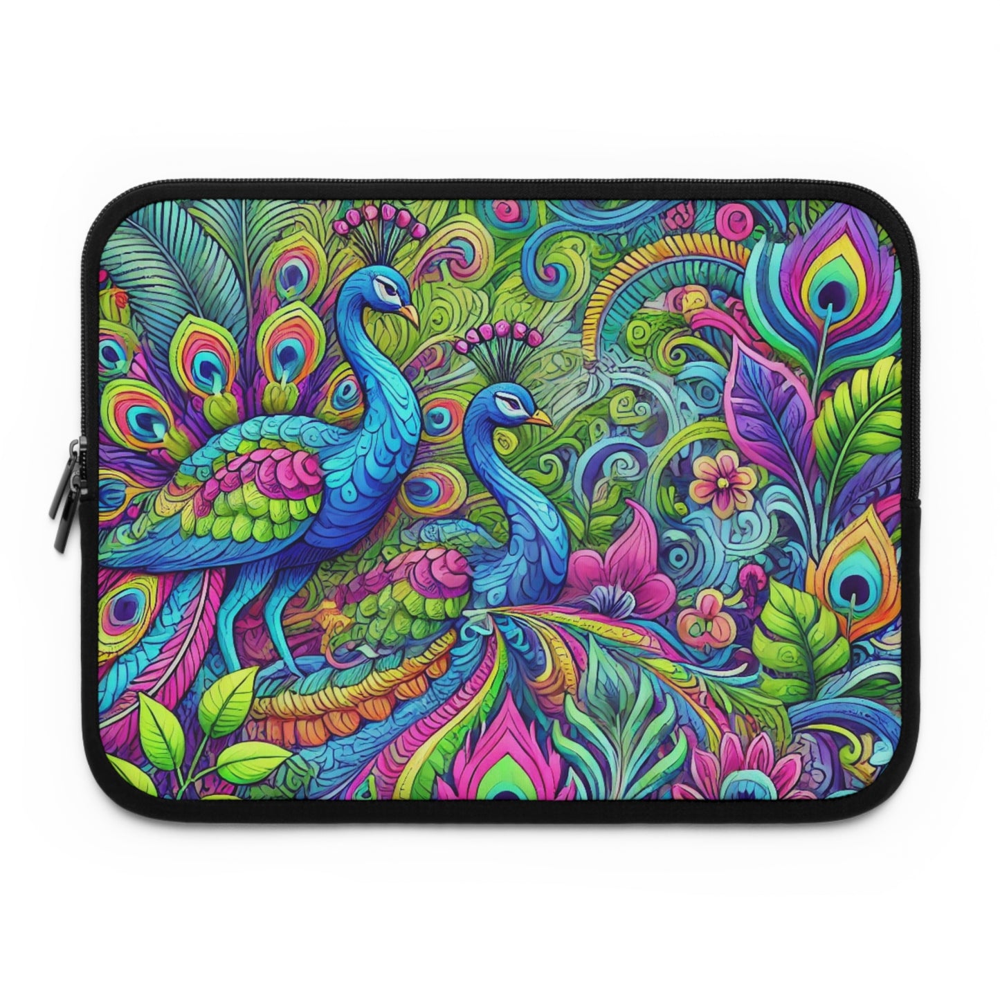 Tropical Laptop Sleeve, 5 Sizes - Perfect for Beach Lovers & Students / Rainforest Peacocks POP