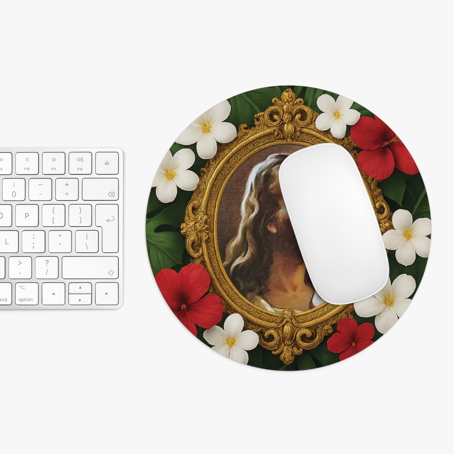 Religoius Tropical Mouse Pad, 2 Shapes - Beach Vibes for Home Office & Gamer / Head of Christ