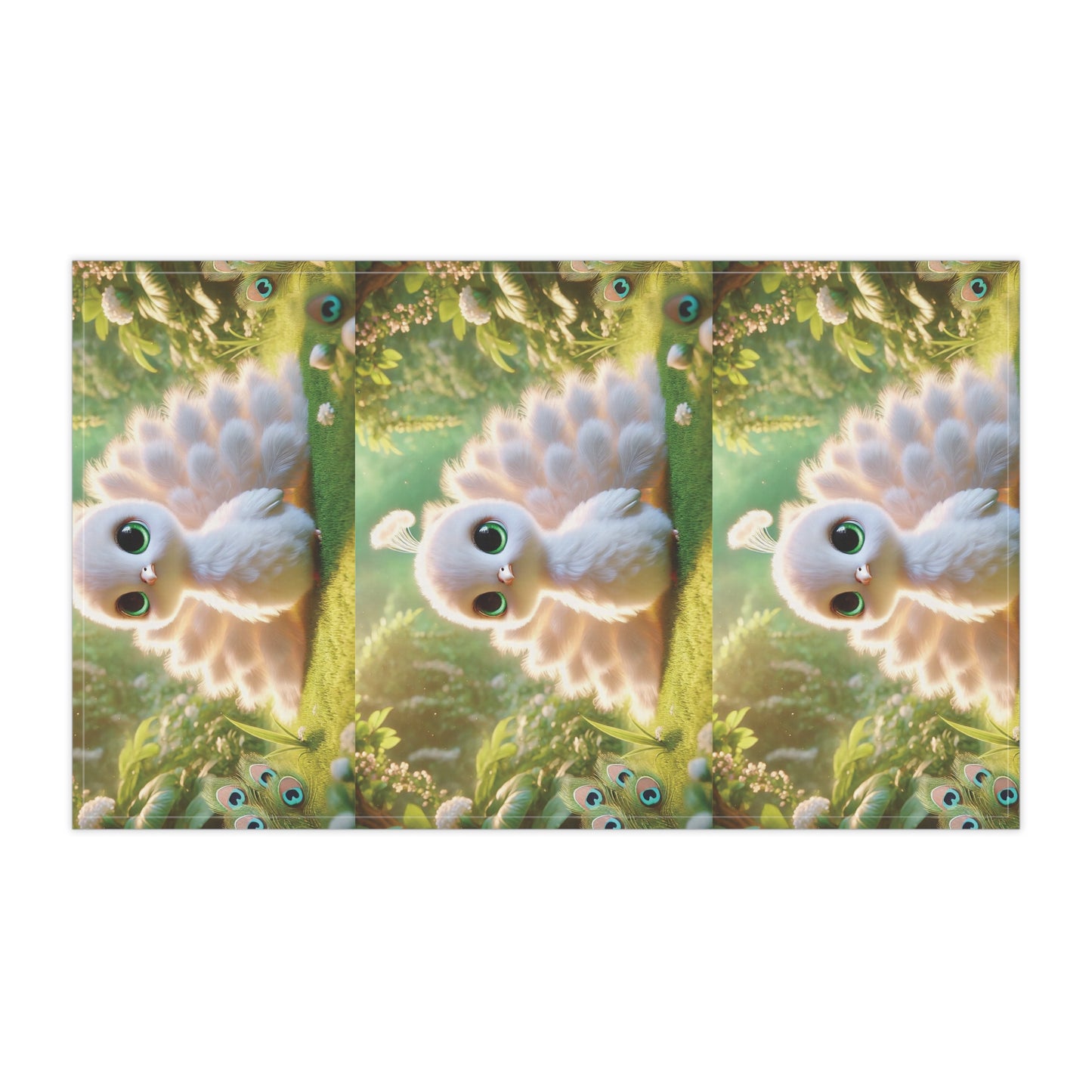 Tropical Tea Towels – Paradise Kitchen Decor / Baby White Peacock, Triplet
