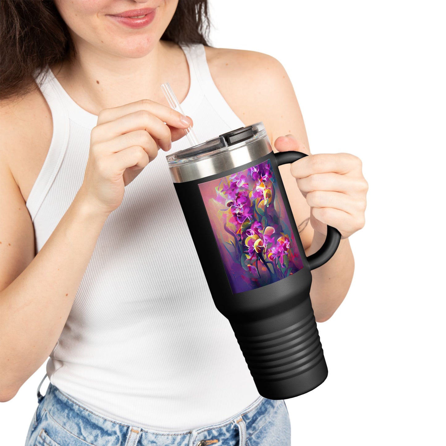 Fantasy Orchids nsulated Travel Mug - 40oz - Perfect for Outdoor Adventures
