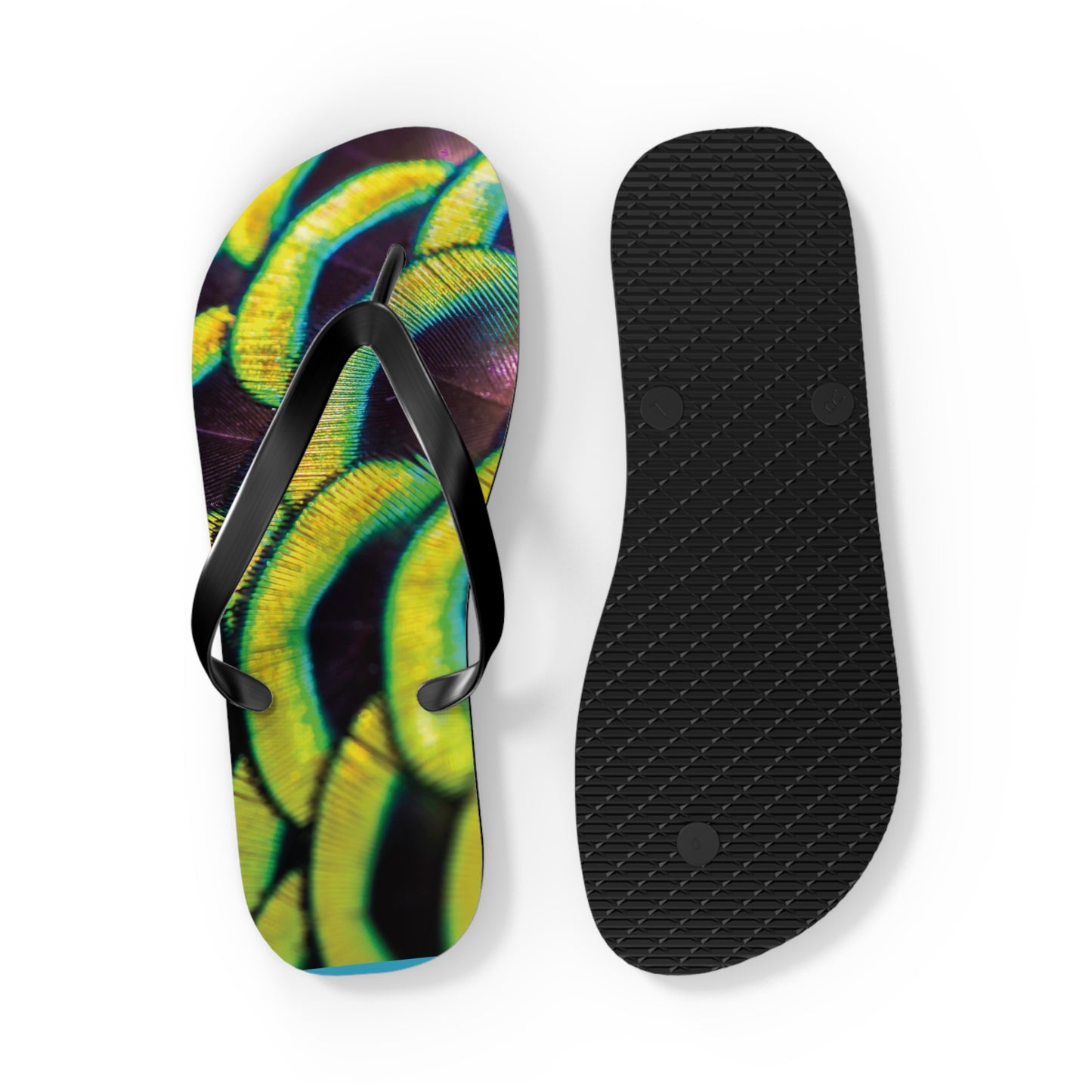 Flip Flops - Yellow Peacock Feathers