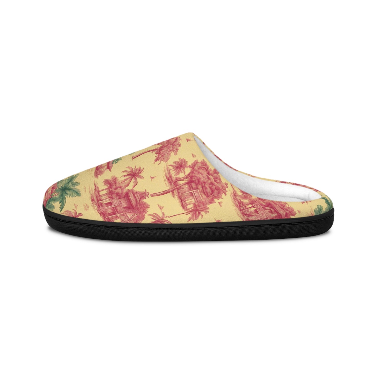 Women's Indoor Slippers - Tropical Toile Red/Green