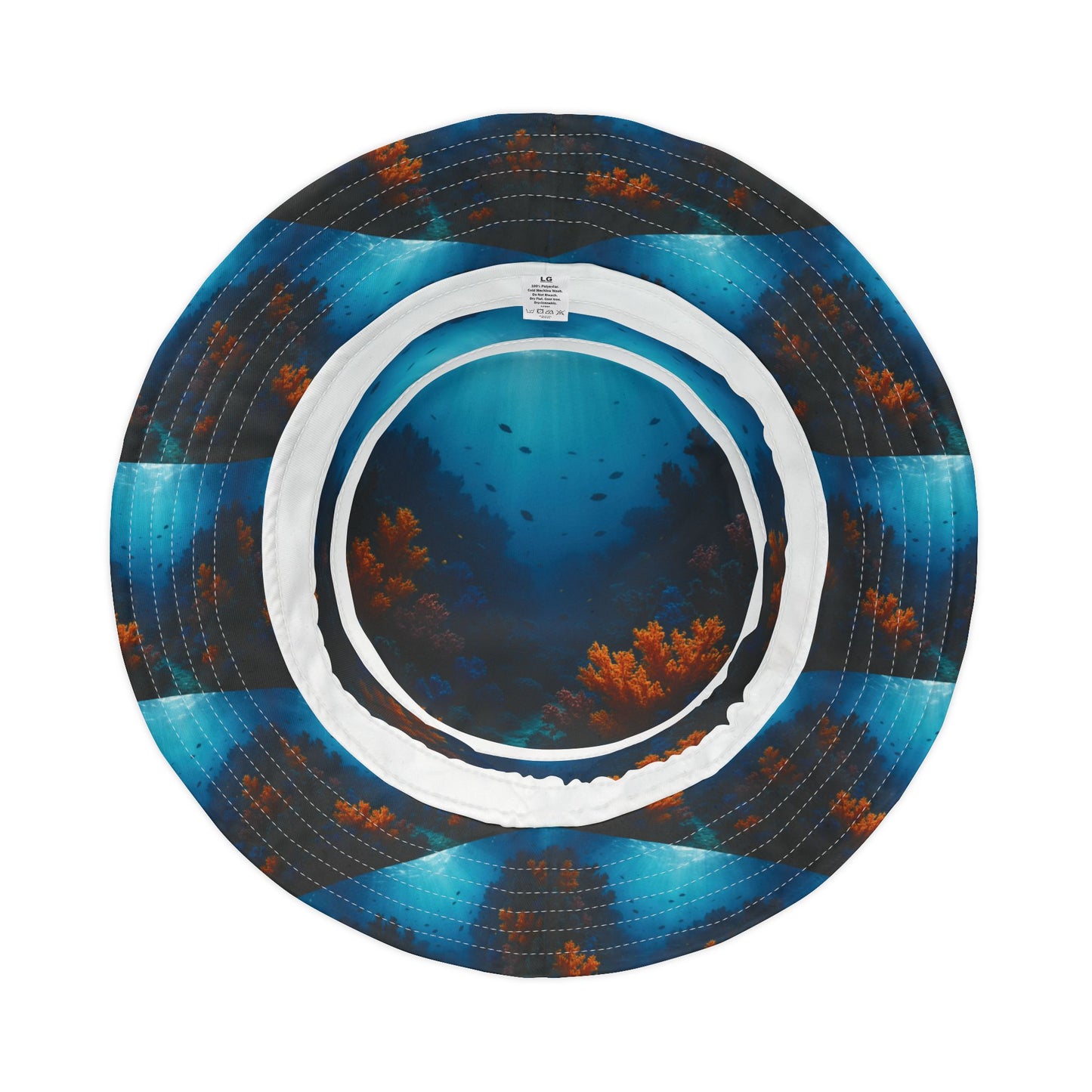 Black and Orange Coral / Polyester Bucket Hat for Beach Lovers