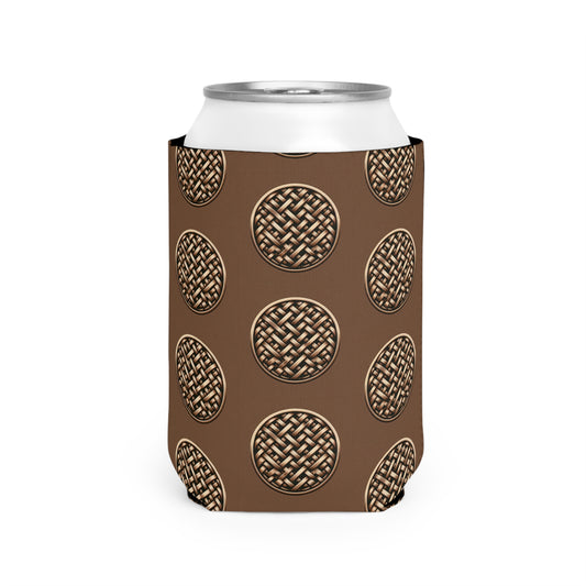 Brown Wicker Button, Can Cooler Sleeve - Perfect for Outdoor Picnics