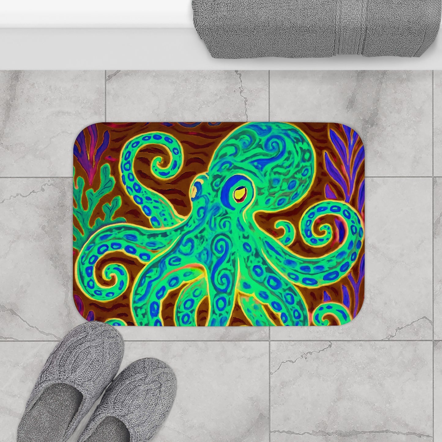 Kraken Joe Gamma Bath Mat, 2 Sizes - Tropical Vibes for Home Decor