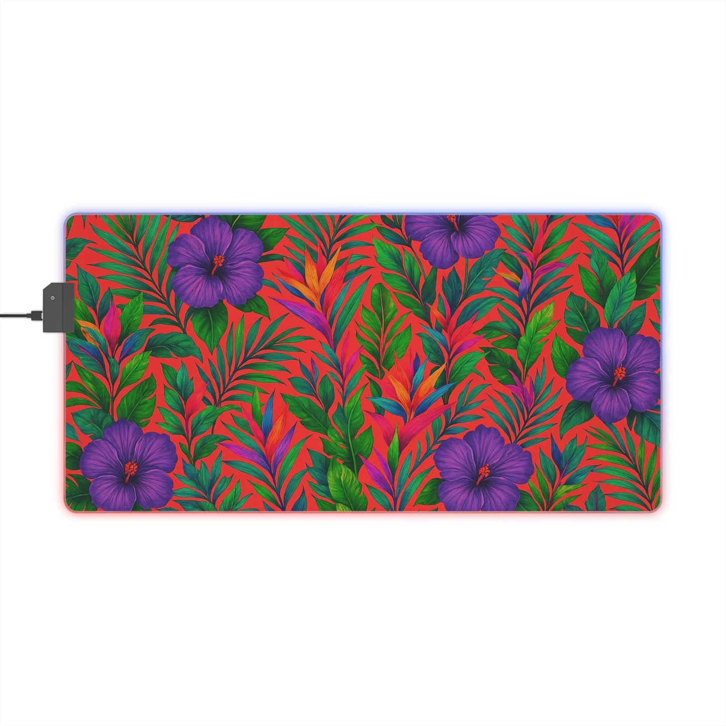 LED Gaming Mouse Pad With Vibrant RGB Lighting, 4 Sizes / Midnight Flower Coral