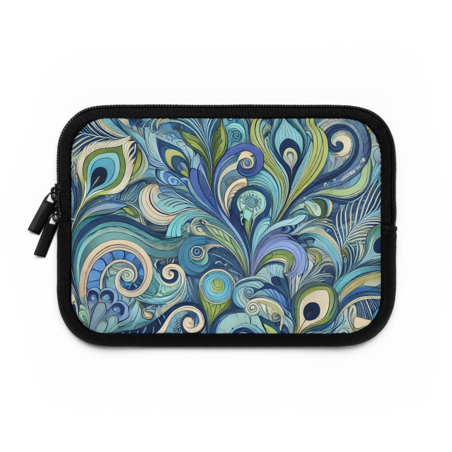 Tropical Laptop Sleeve, 5 Sizes - Perfect for Beach Lovers & Students / Feather Currents Blue
