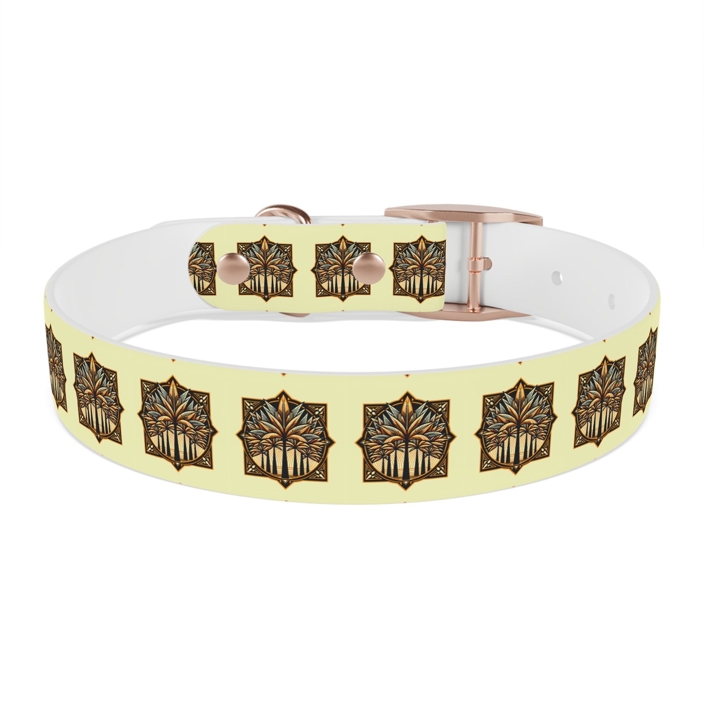 Dog Collar - Deco Palm Trees, Buttercream