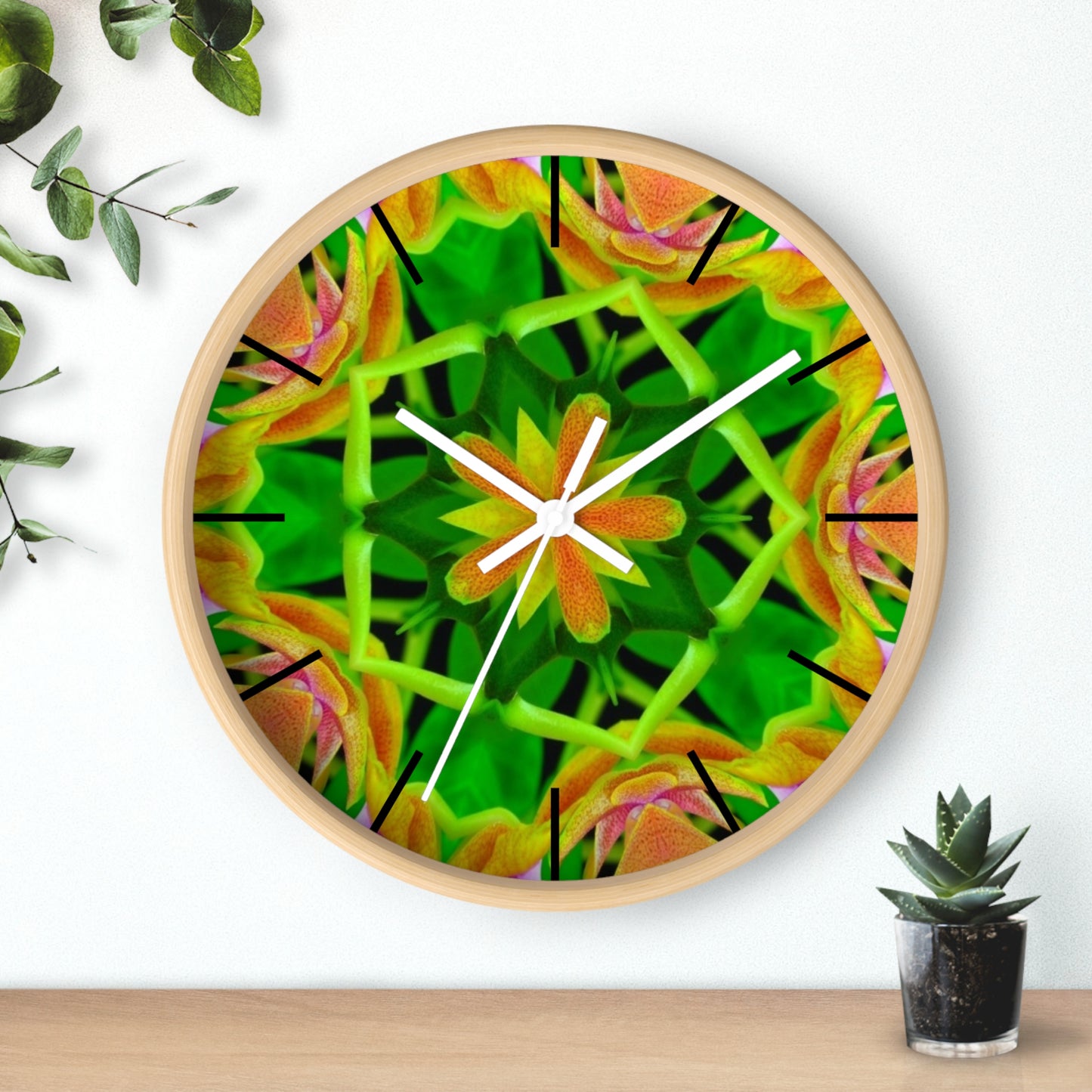 Wall Clock, Orchid Kaleidoscope #2, Hands/Base Variants