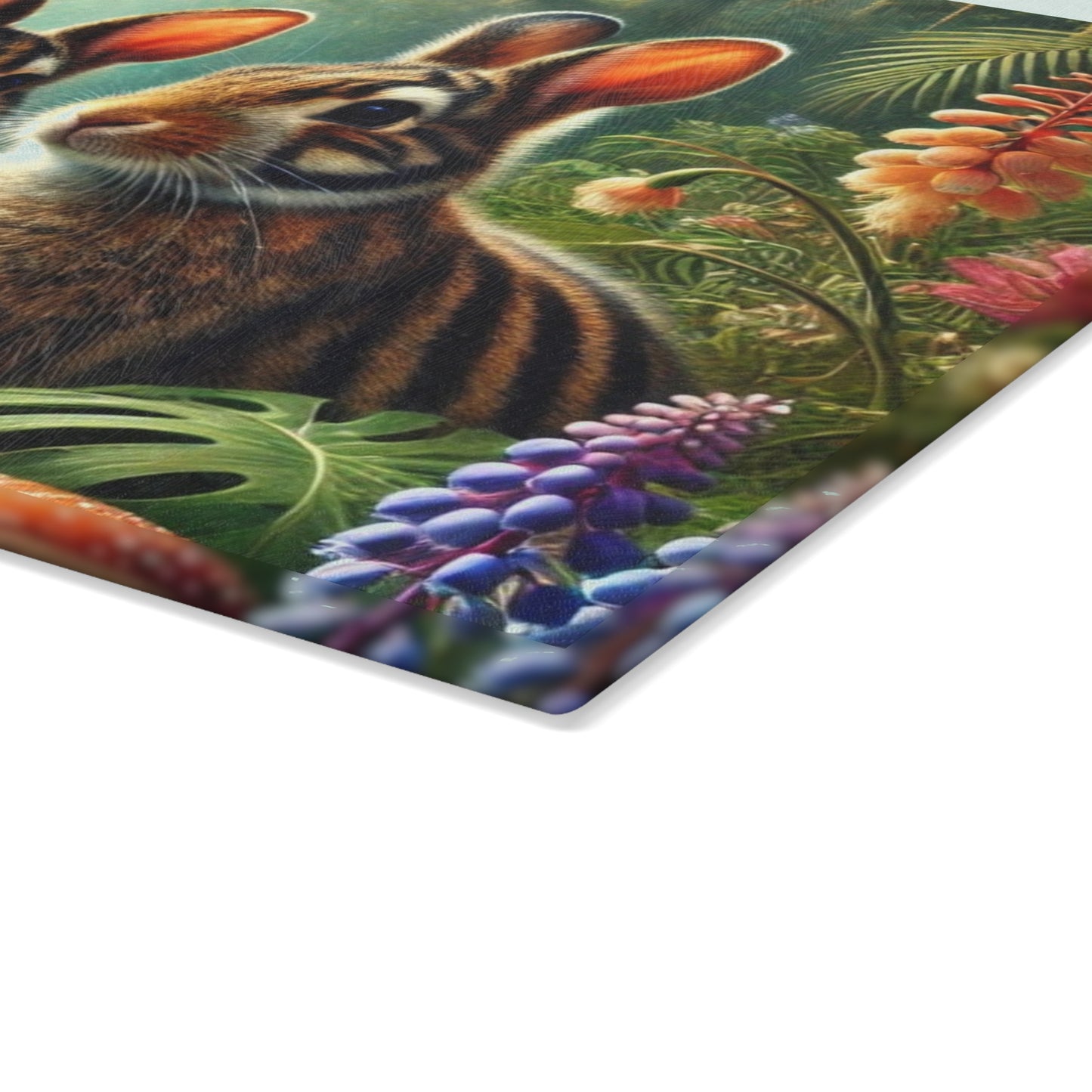 Glass Cutting Board, 2 sizes - Tropical Sumatran Rabbits