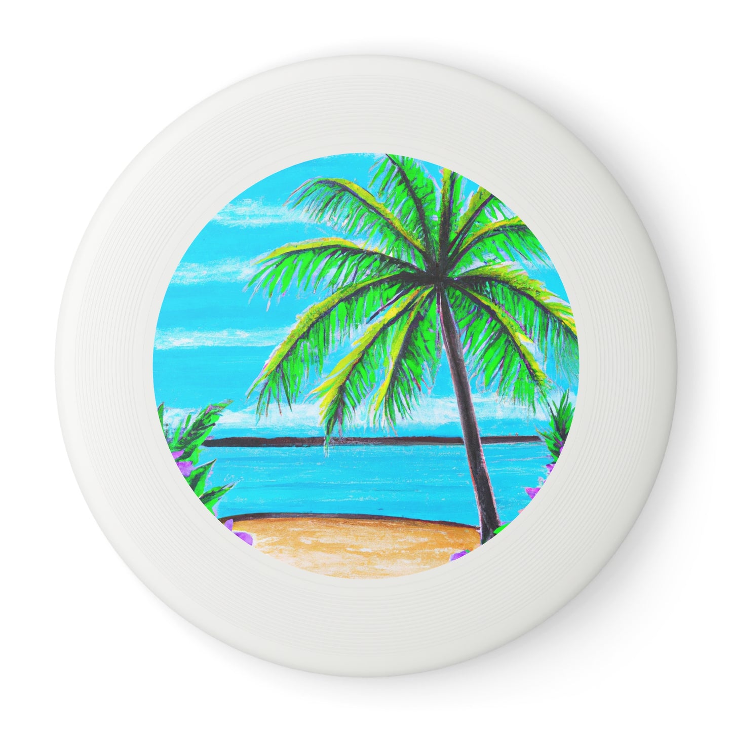 Tropical Paradise Frisbee with Palm Tree Design for Beach Fun