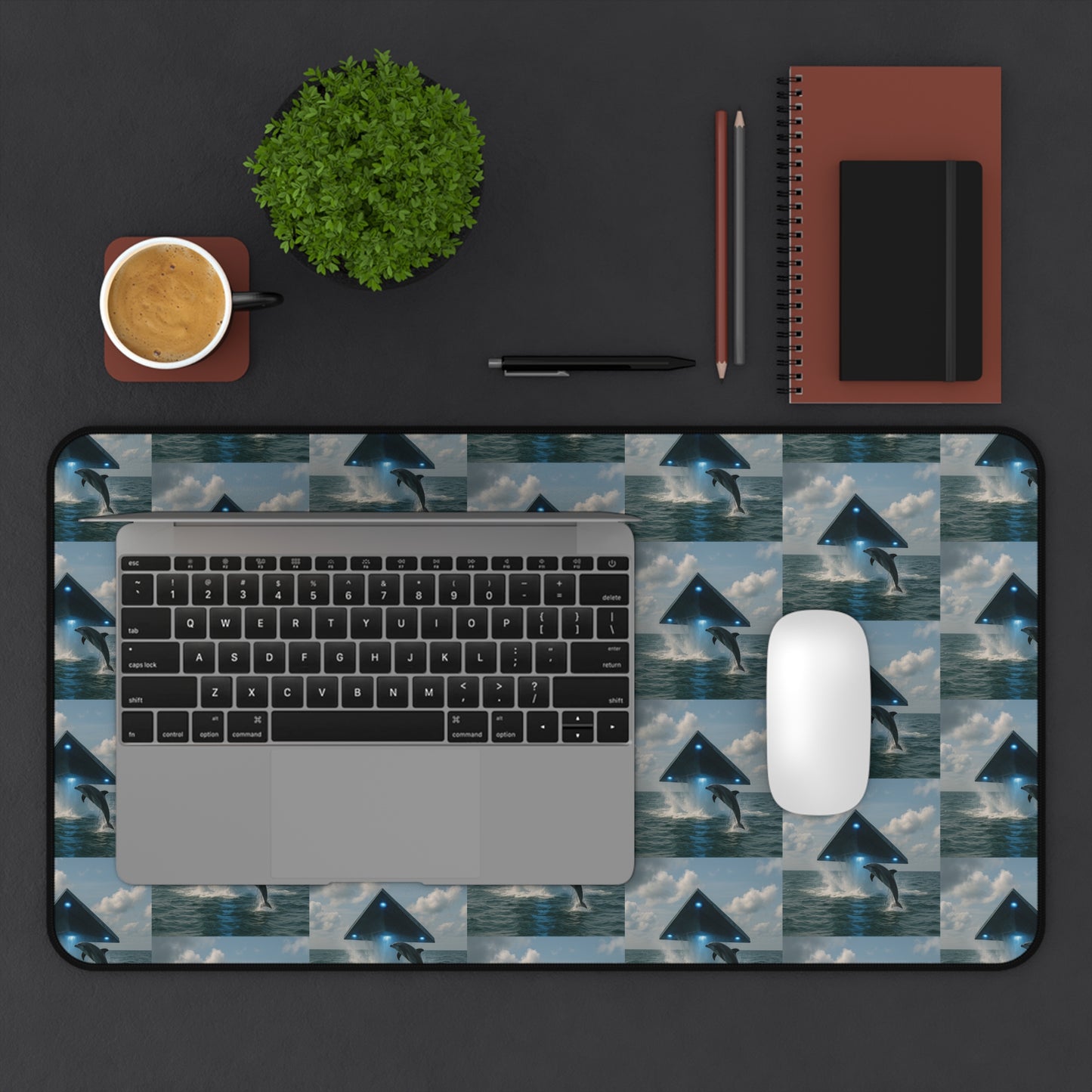 Tropical Mouse Pad/Desk Mat, 3 Sizes - Perfect for Home Office / UFO and Dolphin