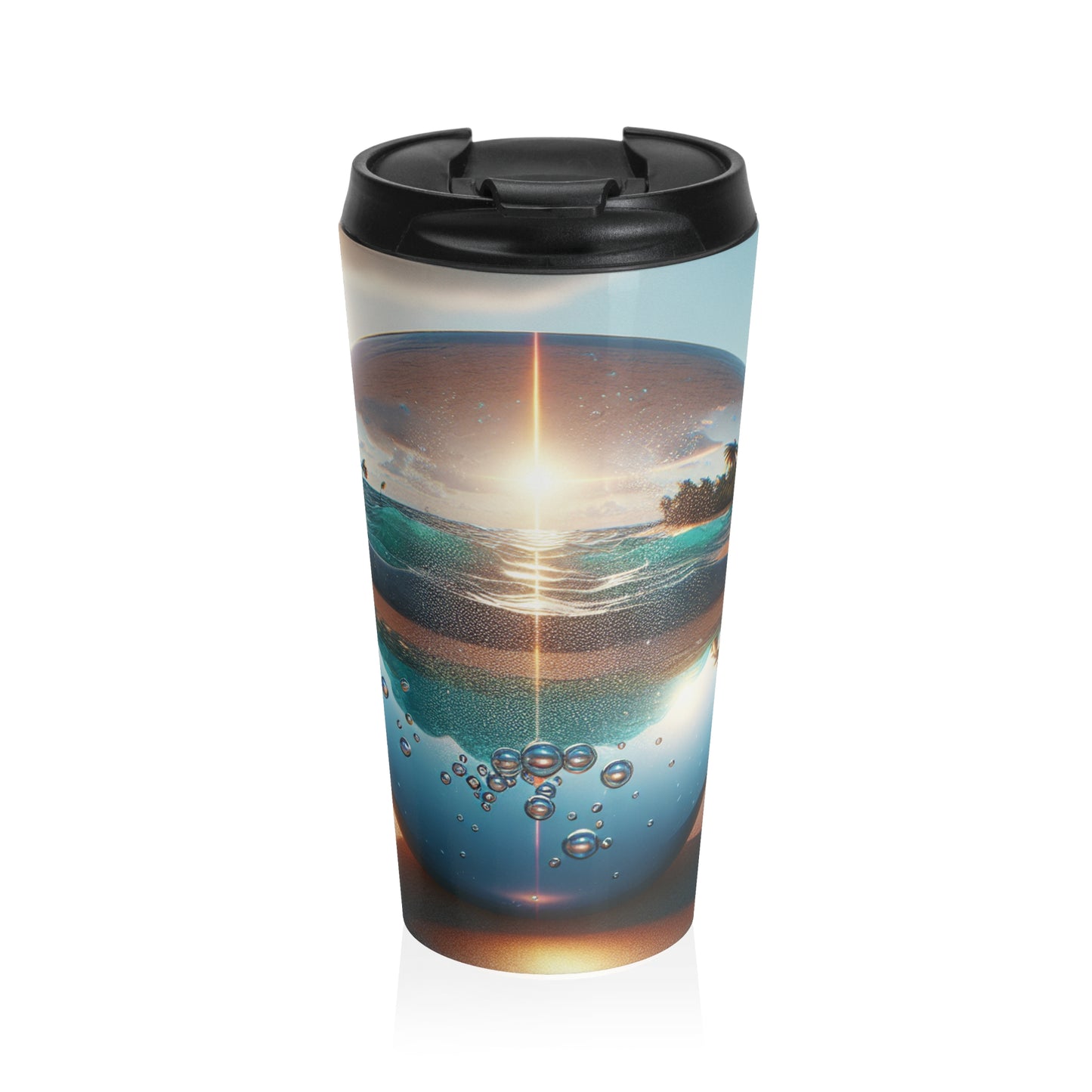 Copy of 15 oz. Stainless Steel Travel Mug / Faraway Trip Toile, Noir Black