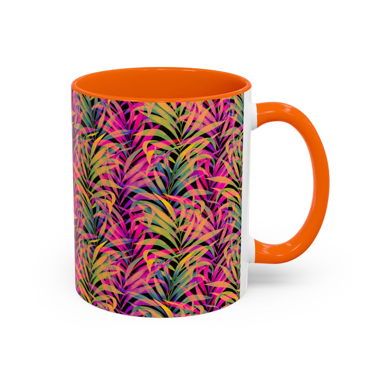 Accent Coffee Mug (11, 15oz), Rainbow Fronds / Various Colors