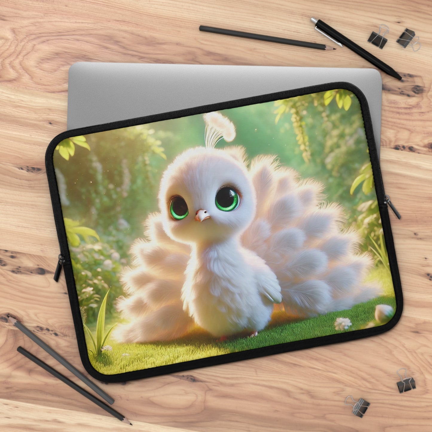 Tropical Laptop Sleeve, 5 Sizes - Perfect for Rainforest Lovers & Students / Baby White Peacock