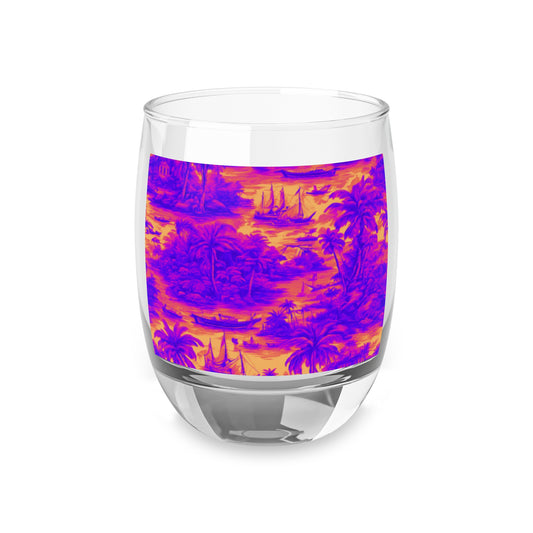 Whiskey Glass, Crazy Cool Tropical Toile / 6 oz.