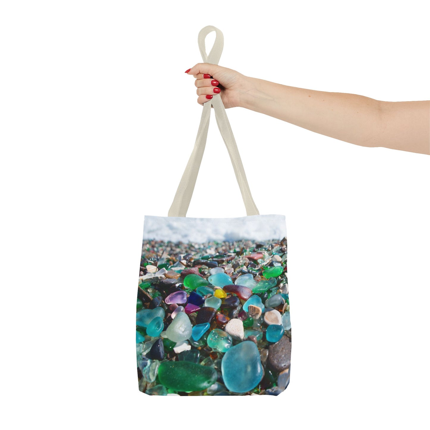 Beach Glass Tote Bag - Colorful Coastal Design, 3 Sizes